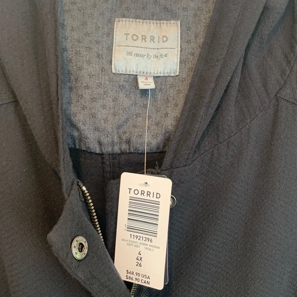 Torrid Anorak Hooded BLACK Chore Utility Jacket 4X